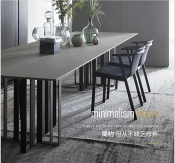 Jedinstveni dizajn stolom i stolicama od nehrđajućeg čelika i mramora s pravokutnim stolom i 4 kožnim stolicama mesa de jantar muebles comedor