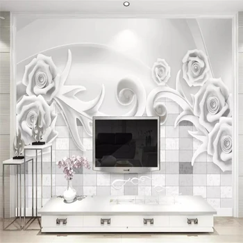 Dekorativne tapete Skandinavski moderan stil 3D reljef cvijeće pozadina zida