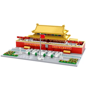Lezi 8016 Svjetska Arhitektura Kina Trg Tiananmen Zastava Rijeka Model Mini Dijamant Blokovi, Cigle, Građevinski Igračke za Djecu Pokloni