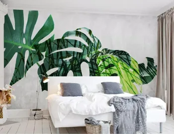 Bakal običaj moderan Zeleni list banane čist i svjež ruralna pozadina spavaće sobe 3D zidni papir freska hudoj beauty