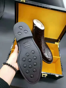 Nova muška modna obuća visokog kvaliteta od prave krokodilske kože sa postavom od prave bičevati za odmor na zatvarač za muške cipele