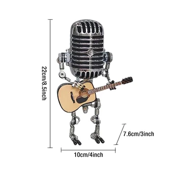 Starinski Mikrofon Robot s Gitarom Metalne Figurice Lampe za noćno svjetlo USB Punjenje Ukras Unutarnje Uređenje Doma