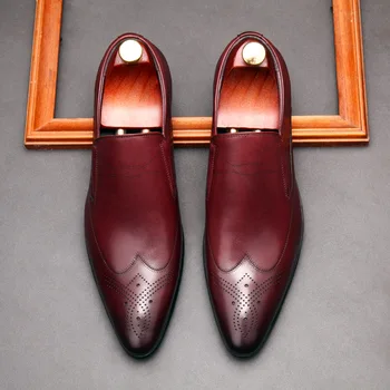 Luksuzne Cipele Oxfords Gospodo Vjenčanje Modeliranje Cipele Talijanske Kesten Crne Večernje Лоферы Od Prave Kože Bez Kopče Svakodnevne Poslovne Cipele