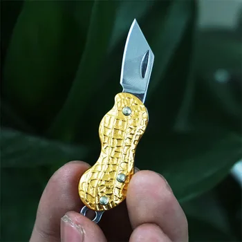High-end Prijenosni mini-sklopivi арахисовый nož od nehrđajućeg čelika, ženski voćni nož za samoobranu, privjesak za ključeve