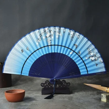 Sklopivi Ventilator Japanski Stil Bambus ručni ventilator Ventilador Ženski Abanicos Para Boda Prijenosni Ventilator Rekvizite Za snimanje Fotografija ljeto