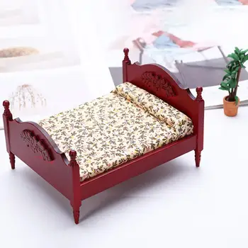 Sigurna Mini-krevet Model Ukrasne 1:12 Skala lutkine Krevet Mini Bračni Krevet Igračka