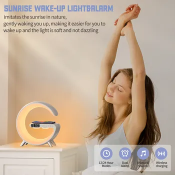 Bežični Punjač Stalak Sat Zvučnik za Alarm je Aplikacija za Upravljanje RGB noćno svjetlo Stalak Stanica za Iphone 11 12 13 14 Pro Max Samsung