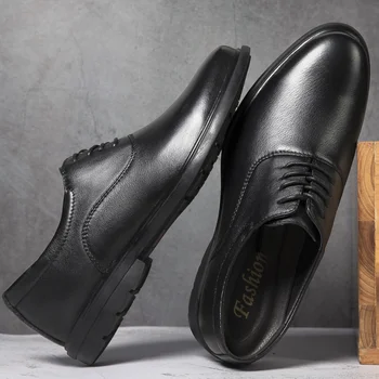 Luksuzne marke gospodo modeliranje cipele-Oxfords, Poslovni Ured za Muške cipele od prave kože, Crna muška Službena casual cipele i čipka-up, Veliki Veličine 47