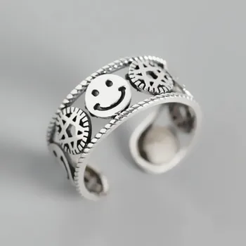 Japanska i koreanska verzija Ffashion Klasicni Otvoreni prsten INS Pojedinim prsten smajlića u obliku Zvijezde, proizvedeno od Starih tajlandski srebrnog nakita
