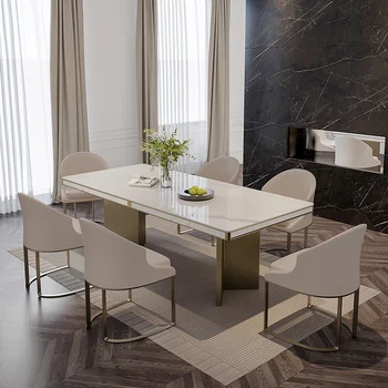 Minimalistički, raskošan stol, kamena ploča, pravokutni kreativni veliki stol