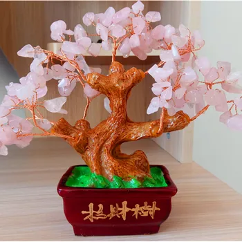 Prirodni kristal radinost drvo, sretno stablo feng shui kao maskota, donosi bogatstvo i blago fortune tree pink