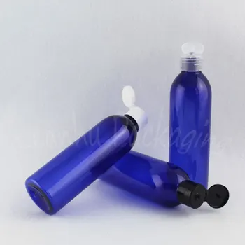 250 ml plava plastična boca s gornjim poklopcem, 250 ccm Prazan Kozmetički spremnik, boca za pakiranje šampon / losion (25 kom. / lot)