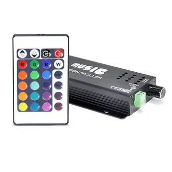 Glazbeni kontroler Alu Box Besplatna dostava 5 kom./lot/audio Osjetljiva Na Zvuk Za led trake RGB Za 24 tipki IR daljinski upravljač 12 v/24 v 12A Crna 12 U