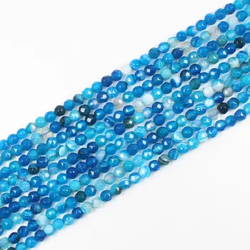 Izbrušena agate u plavu traku 4-14 mm 15 cm na cjedilu, za izradu nakita DIY Necklace Bracelat!