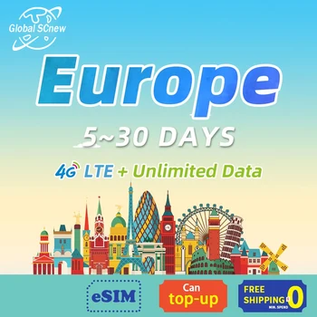 Europa Prepaid Sim kartica, kartica podataka 41 zemlje Europe sim kartica podataka, podaci karte 4G neograničen internet-tarifni plan